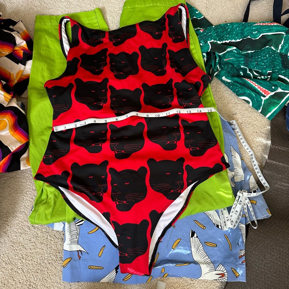 Nooworks one piece bathing suit red panthers size L EUC
